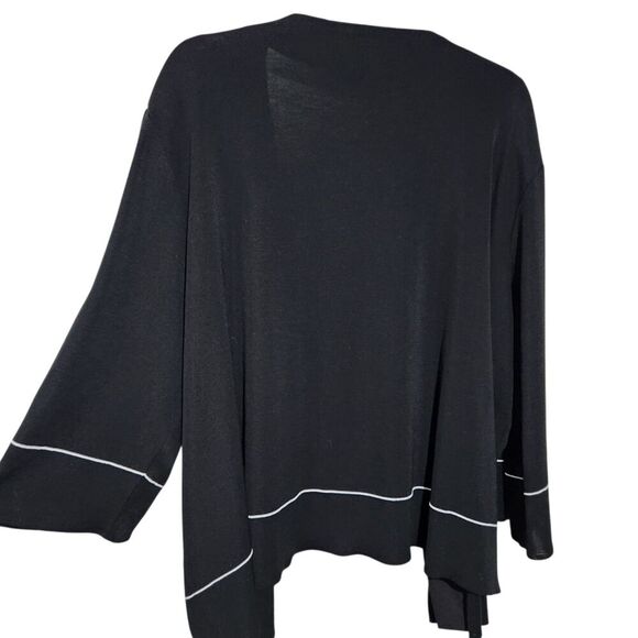 Ming Wang Black Open Cardigan Size 3X Shoulder Pads - Picture 3 of 8